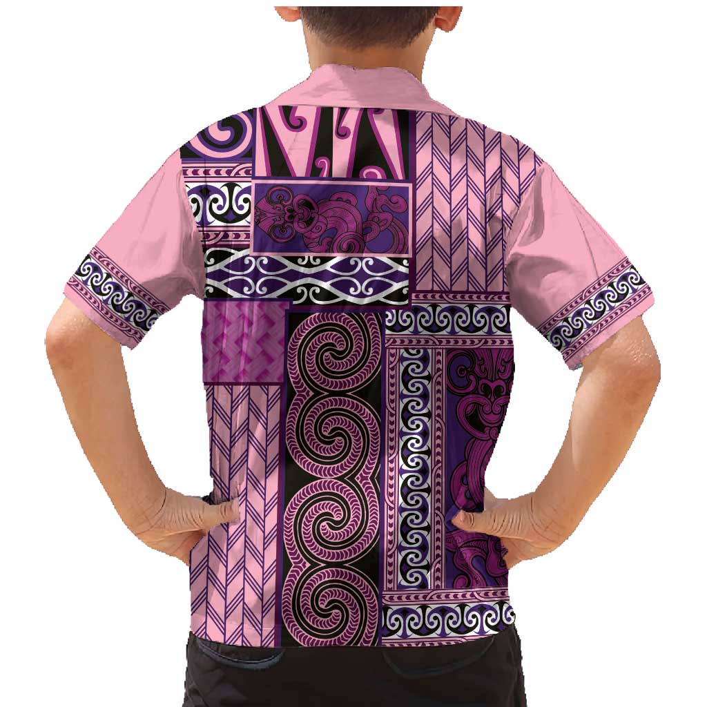Pink Aotearoa Kowhaiwhai Pattern Family Matching Mermaid Dress and Hawaiian Shirt NZ Maori Quilt Style LT14 - Polynesian Pride
