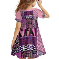 Pink Aotearoa Kowhaiwhai Pattern Family Matching Summer Maxi Dress and Hawaiian Shirt NZ Maori Quilt Style LT14 - Polynesian Pride