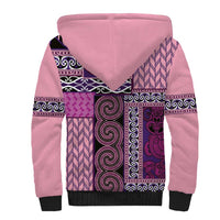Pink Aotearoa Kowhaiwhai Pattern Sherpa Hoodie NZ Maori Quilt Style LT14 - Polynesian Pride