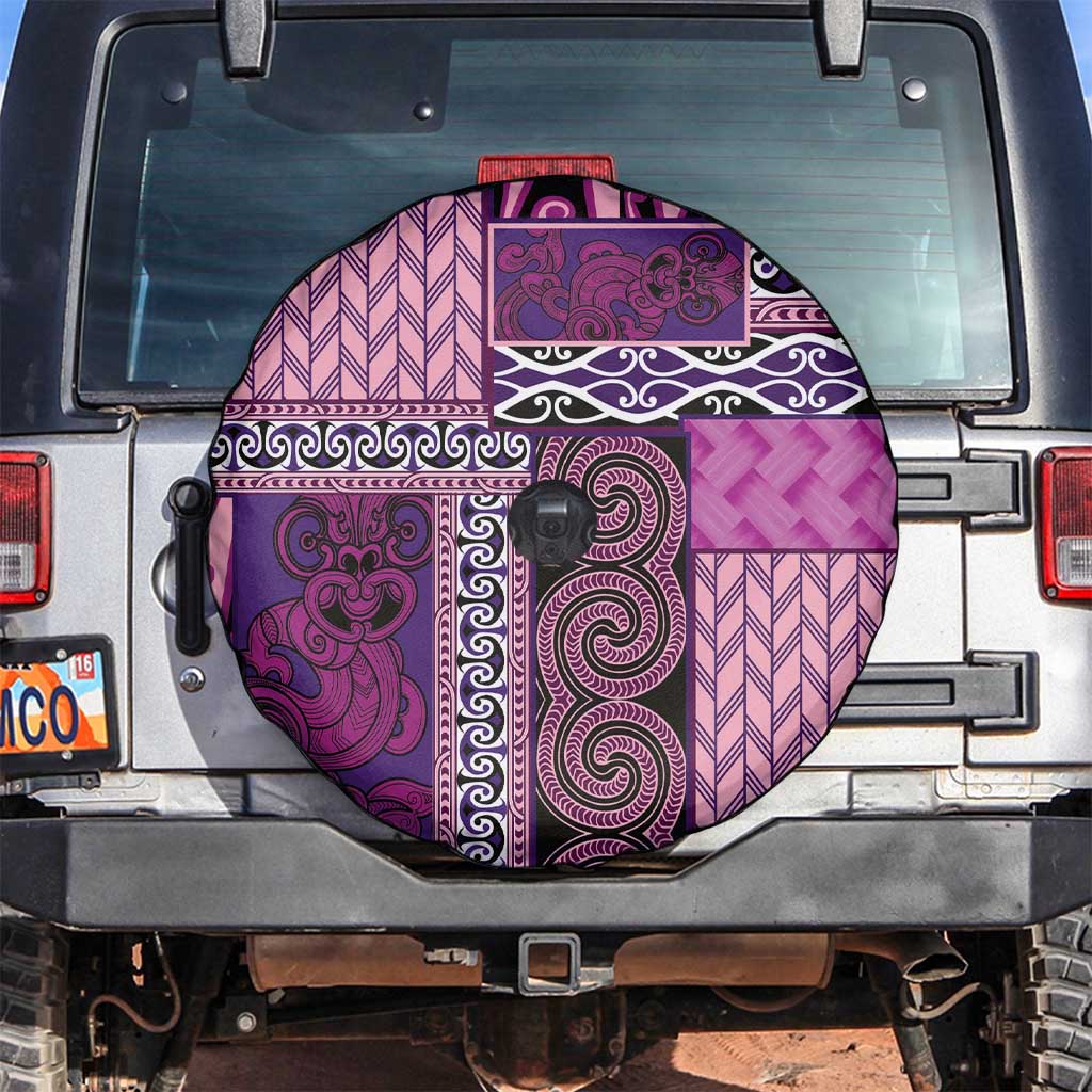 Pink Aotearoa Kowhaiwhai Pattern Spare Tire Cover NZ Maori Quilt Style LT14 Pink - Polynesian Pride
