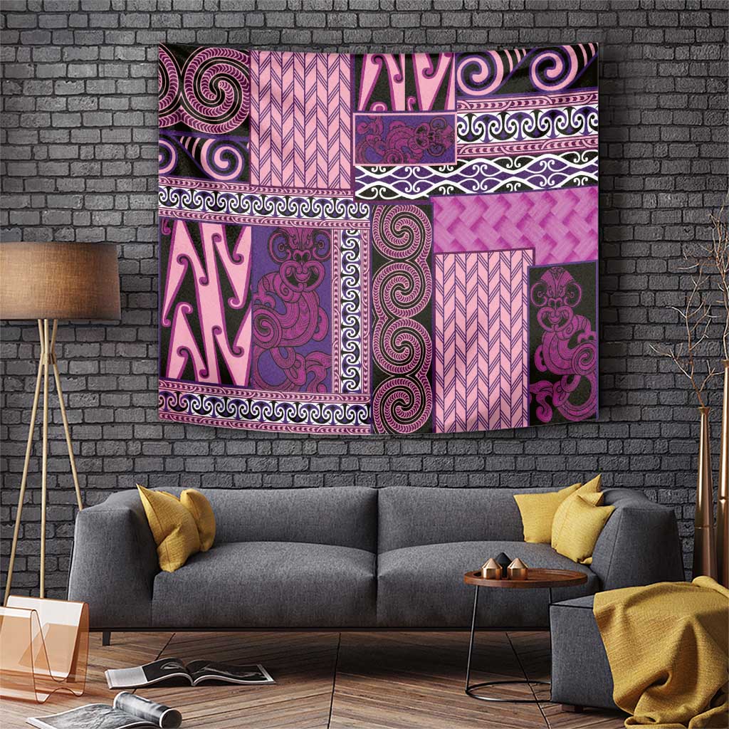 Pink Aotearoa Kowhaiwhai Pattern Tapestry NZ Maori Quilt Style LT14 Pink - Polynesian Pride