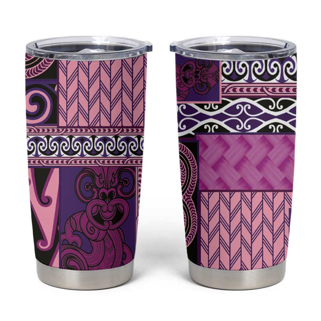Pink Aotearoa Kowhaiwhai Pattern Tumbler Cup NZ Maori Quilt Style LT14 Pink - Polynesian Pride