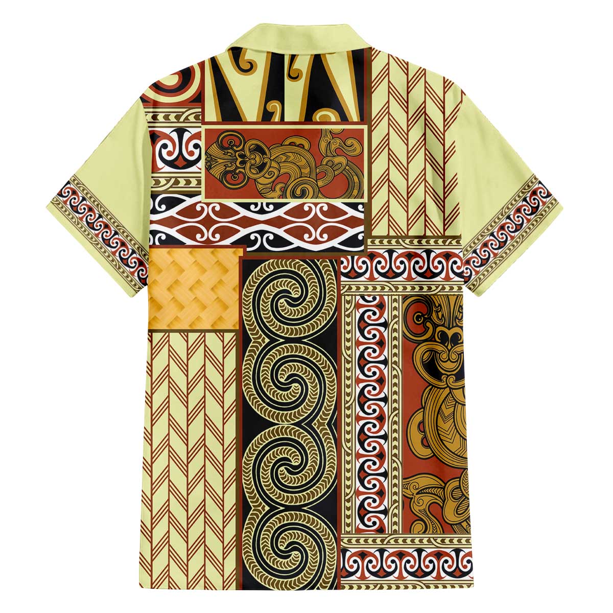 Yellow Aotearoa Kowhaiwhai Pattern Family Matching Off The Shoulder Long Sleeve Dress and Hawaiian Shirt NZ Maori Quilt Style LT14 - Polynesian Pride