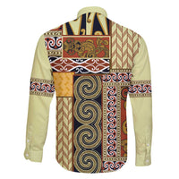 Yellow Aotearoa Kowhaiwhai Pattern Family Matching Off Shoulder Short Dress and Hawaiian Shirt NZ Maori Quilt Style LT14 - Polynesian Pride