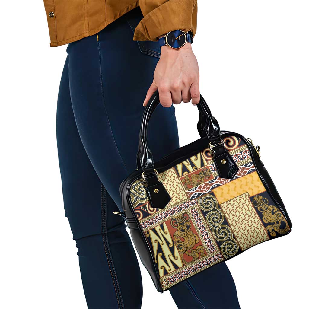 Yellow Aotearoa Kowhaiwhai Pattern Shoulder Handbag NZ Maori Quilt Style