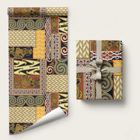 Yellow Aotearoa Kowhaiwhai Pattern Wrapping Paper NZ Maori Quilt Style - Polynesian Pride