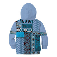 Blue Aotearoa Kowhaiwhai Pattern Kid Hoodie NZ Maori Quilt Style LT14 - Polynesian Pride