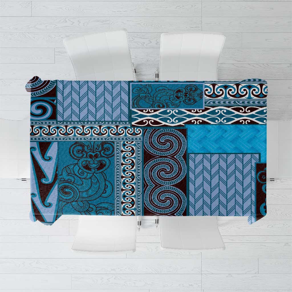 Blue Aotearoa Kowhaiwhai Pattern Tablecloth NZ Maori Quilt Style LT14 Blue - Polynesian Pride