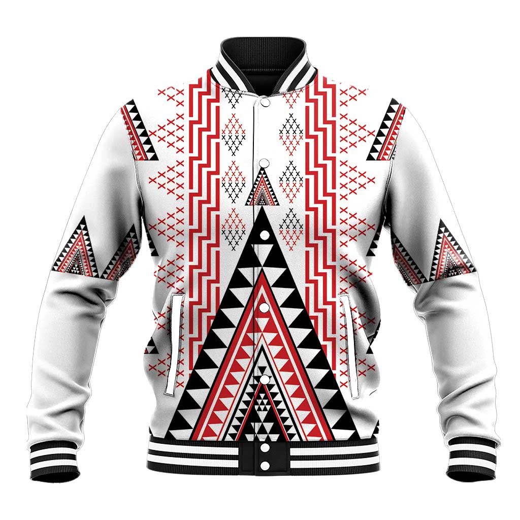 Aotearoa Taniko Baseball Jacket Niho Taniwha Purapura Whetu Mix Poutama