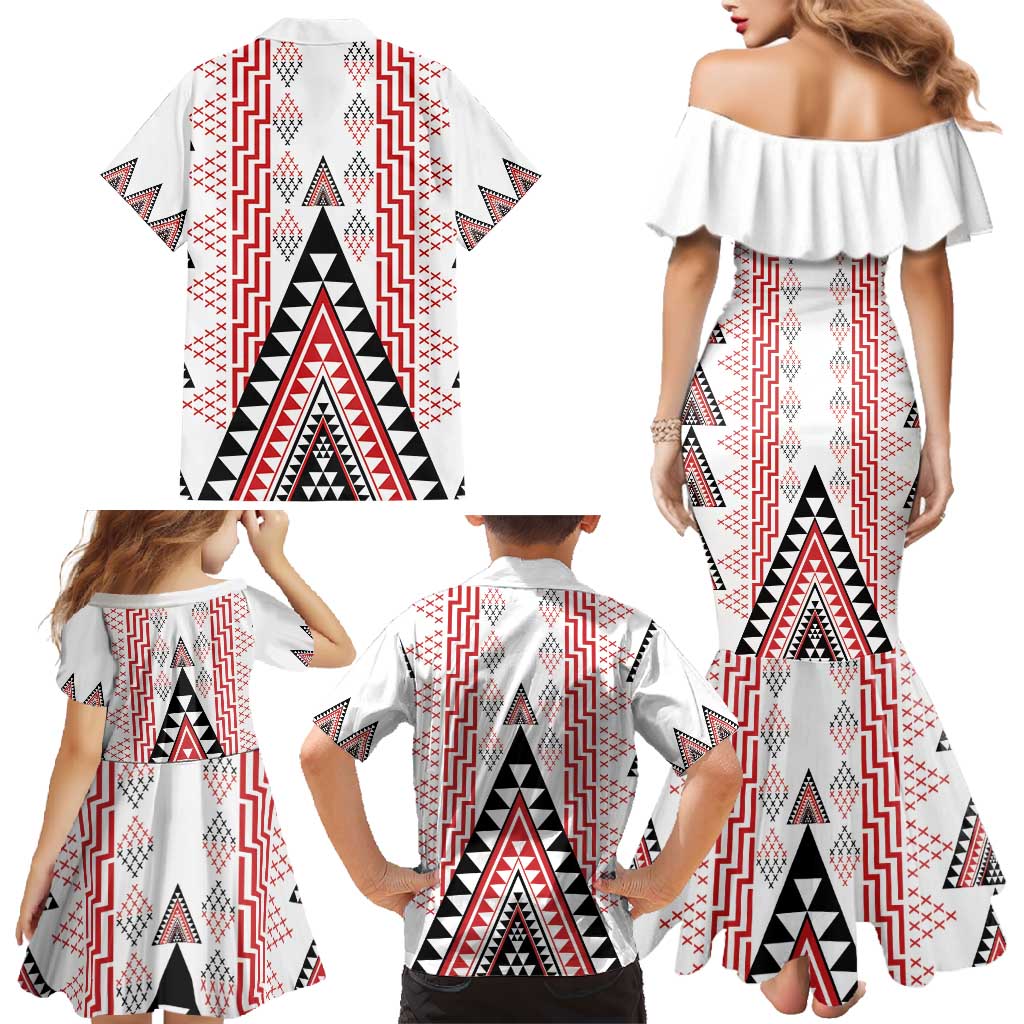 Aotearoa Taniko Family Matching Mermaid Dress and Hawaiian Shirt Niho Taniwha Purapura Whetu Mix Poutama LT14 - Polynesian Pride