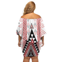 Aotearoa Taniko Family Matching Off Shoulder Short Dress and Hawaiian Shirt Niho Taniwha Purapura Whetu Mix Poutama LT14 - Polynesian Pride