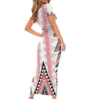 Aotearoa Taniko Short Sleeve Bodycon Dress Niho Taniwha Purapura Whetu Mix Poutama