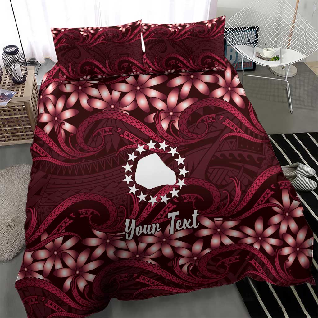 Personalised Cook Islands Mangaia Bedding Set Tiare Maori Polynesian Waves Tattoo