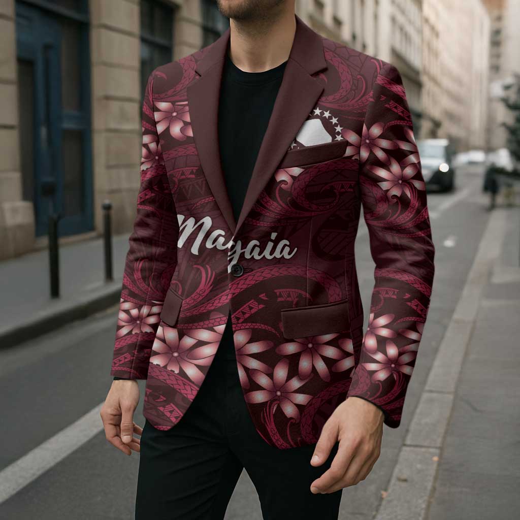 Personalised Cook Islands Mangaia Blazer Tiare Maori Polynesian Waves Tattoo