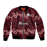 Personalised Cook Islands Mangaia Bomber Jacket Tiare Maori Polynesian Waves Tattoo