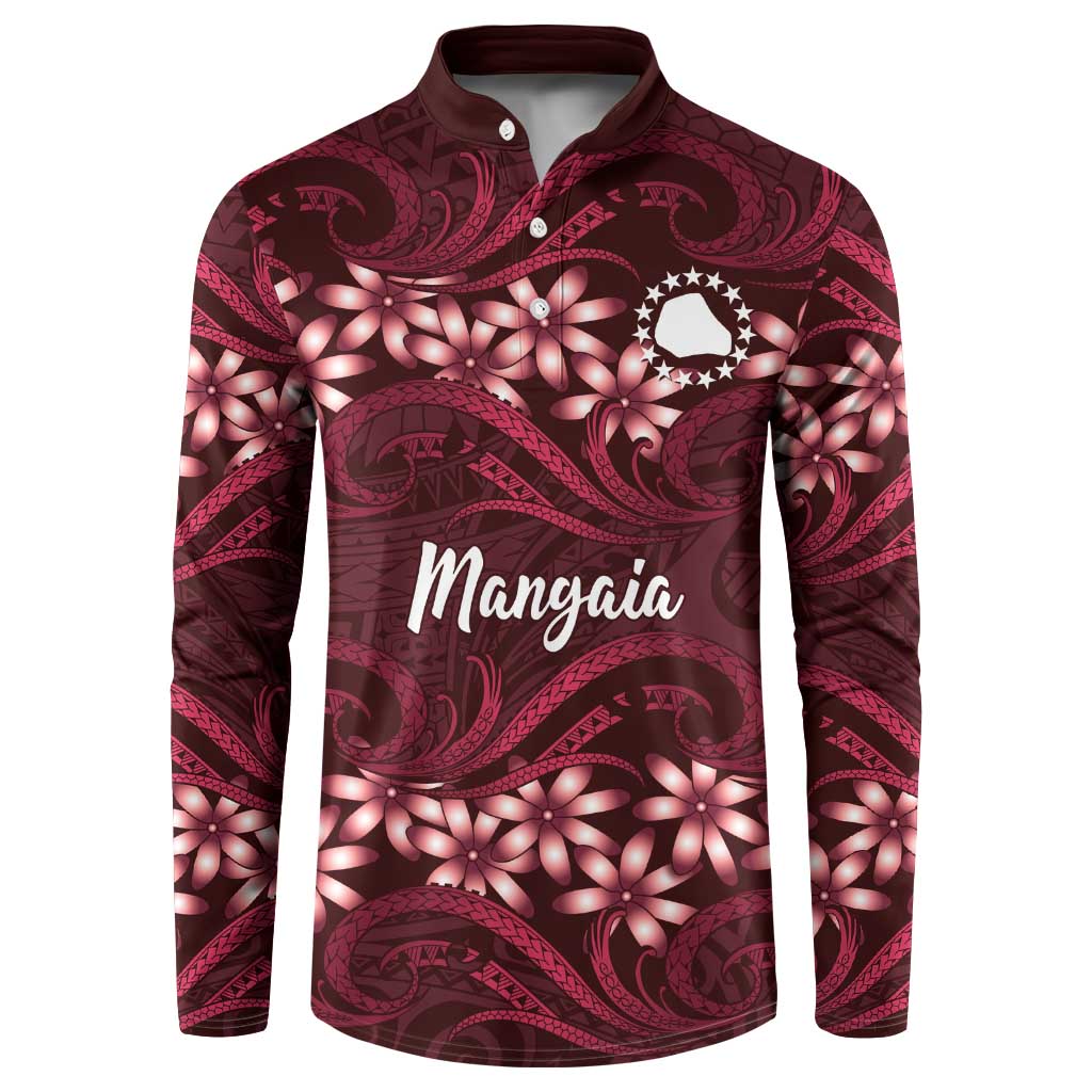 Personalised Cook Islands Mangaia Button Sweatshirt Tiare Maori Polynesian Waves Tattoo