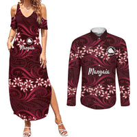 Personalised Cook Islands Mangaia Couples Matching Summer Maxi Dress and Long Sleeve Button Shirt Tiare Maori Polynesian Waves Tattoo