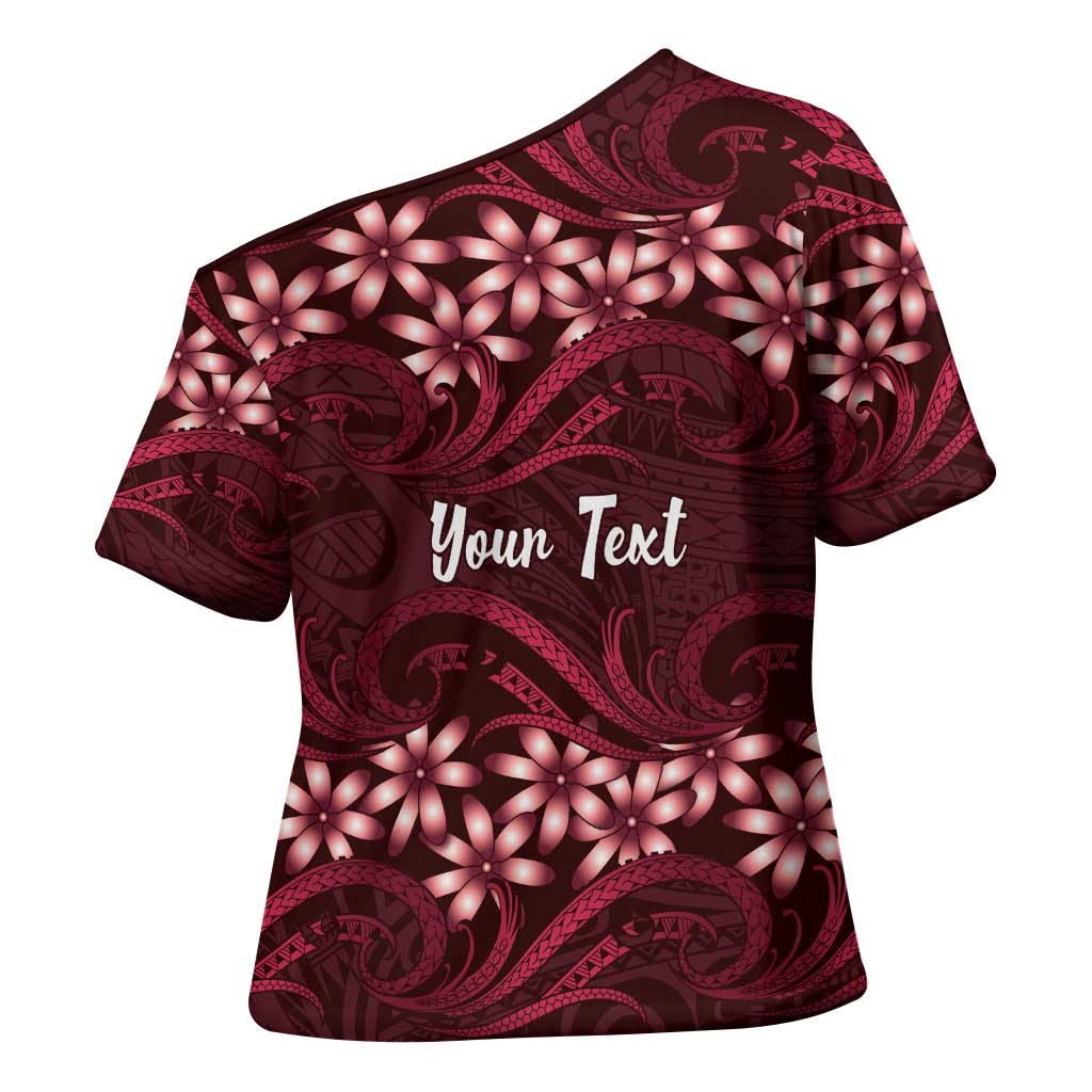 Personalised Cook Islands Mangaia Cross Shoulder Shirt Tiare Maori Polynesian Waves Tattoo