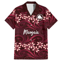Personalised Cook Islands Mangaia Family Matching Off Shoulder Maxi Dress and Hawaiian Shirt Tiare Maori Polynesian Waves Tattoo LT14 Dad's Shirt - Short Sleeve Burgundy - Polynesian Pride
