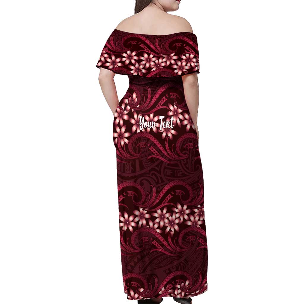 Personalised Cook Islands Mangaia Family Matching Off Shoulder Maxi Dress and Hawaiian Shirt Tiare Maori Polynesian Waves Tattoo LT14 - Polynesian Pride