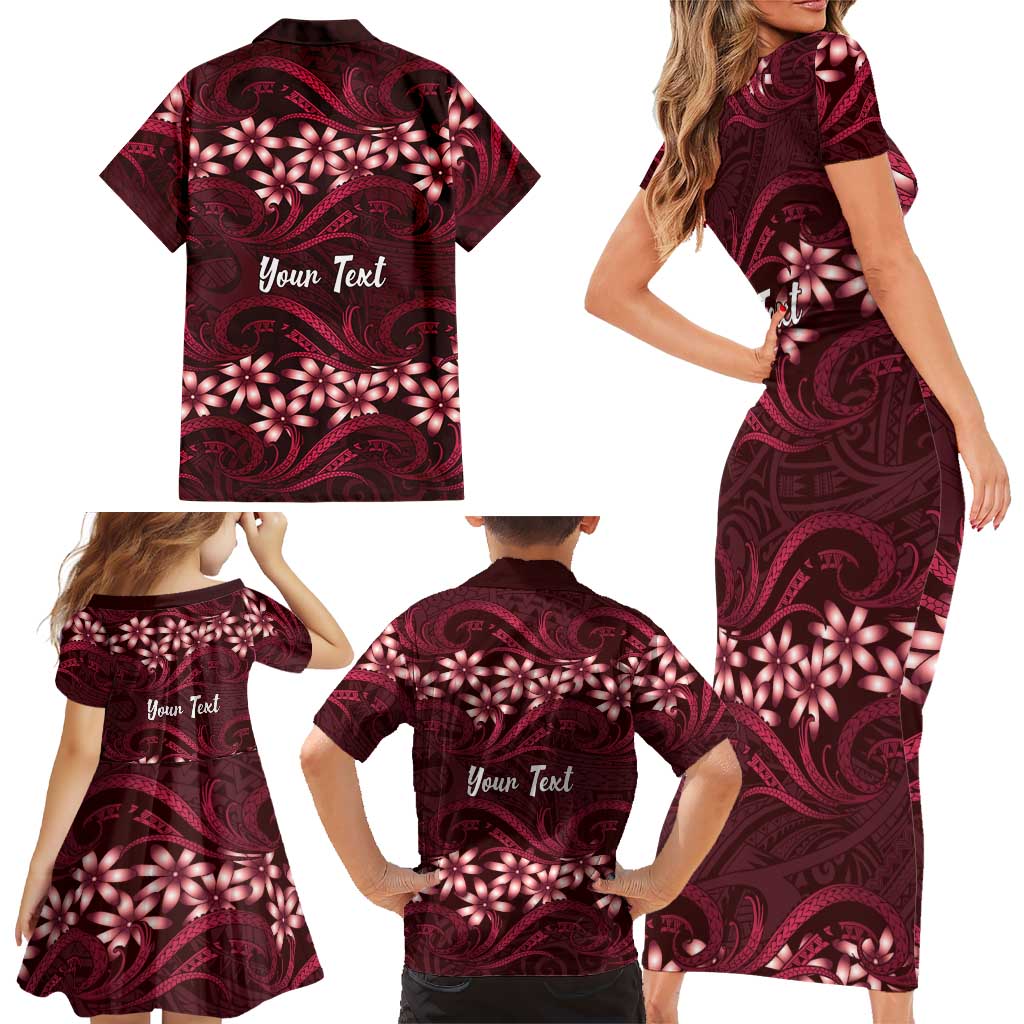 Personalised Cook Islands Mangaia Family Matching Short Sleeve Bodycon Dress and Hawaiian Shirt Tiare Maori Polynesian Waves Tattoo LT14 - Polynesian Pride
