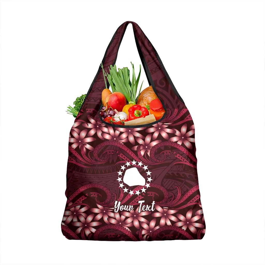 Personalised Cook Islands Mangaia Grocery Bag Tiare Maori Polynesian Waves Tattoo