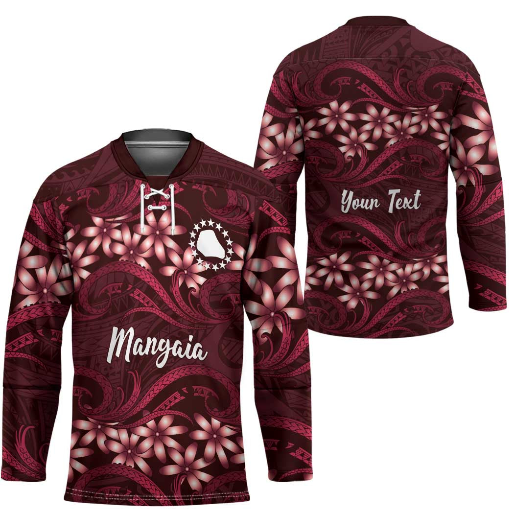 Personalised Cook Islands Mangaia Hockey Jersey Tiare Maori Polynesian Waves Tattoo