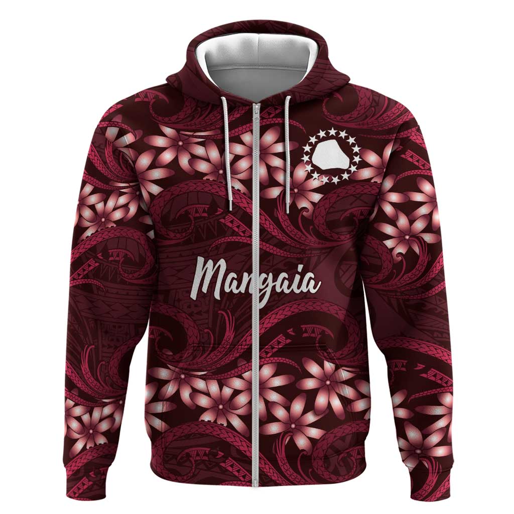 Personalised Cook Islands Mangaia Hoodie Tiare Maori Polynesian Waves Tattoo