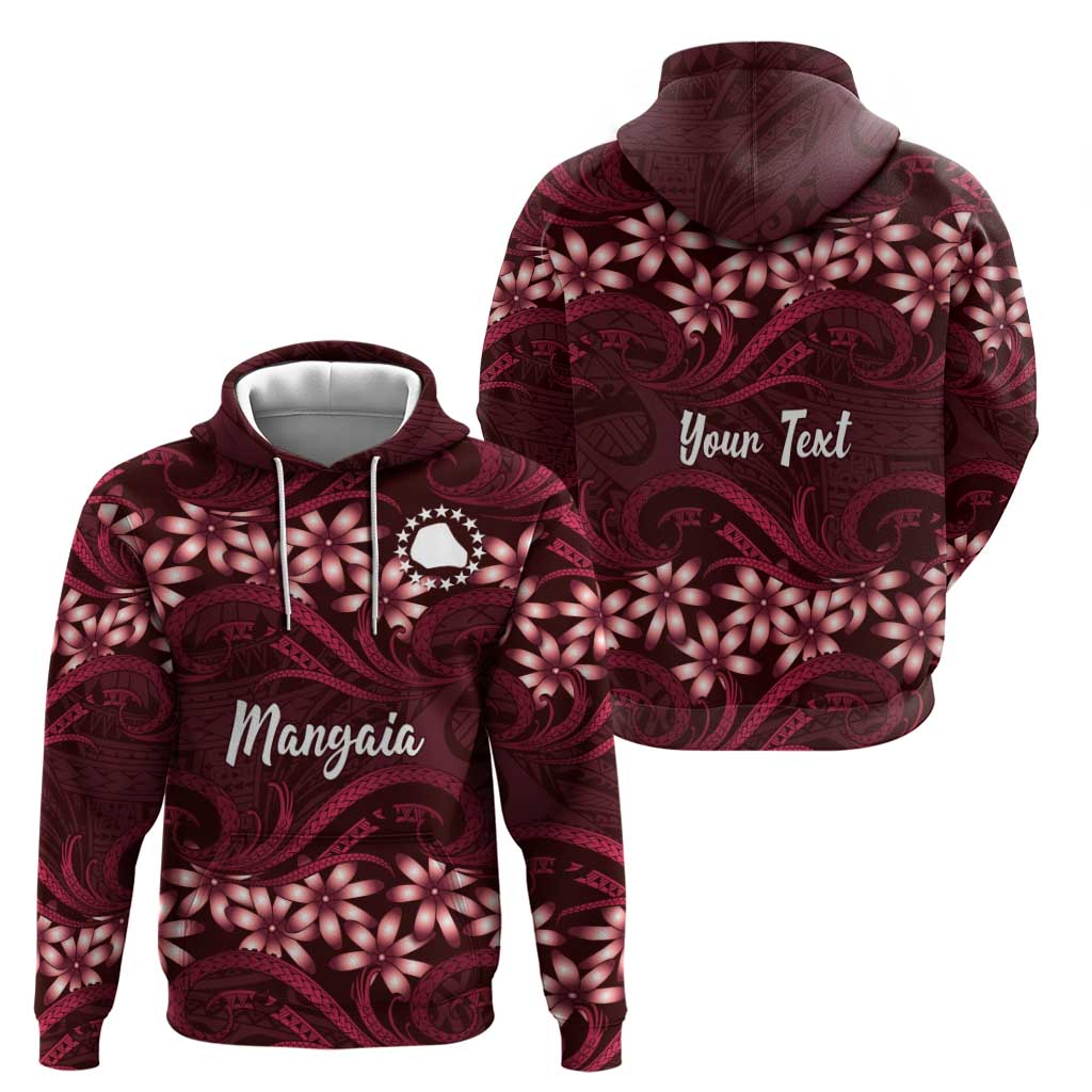 Personalised Cook Islands Mangaia Hoodie Tiare Maori Polynesian Waves Tattoo