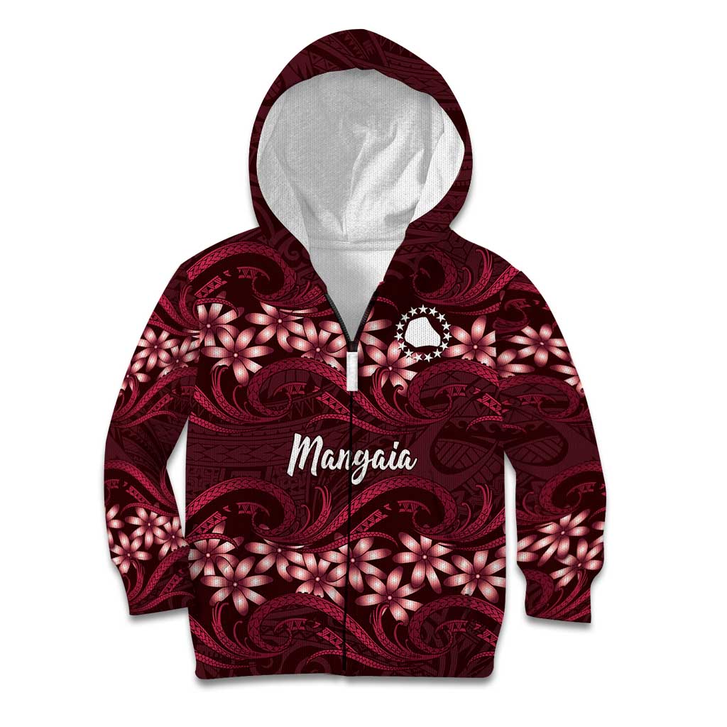Personalised Cook Islands Mangaia Kid Hoodie Tiare Maori Polynesian Waves Tattoo