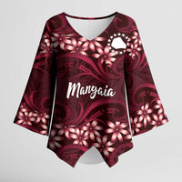 Personalised Cook Islands Mangaia Kimono Sleeve Blouse Tiare Maori Polynesian Waves Tattoo