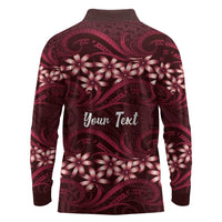 Personalised Cook Islands Mangaia Long Sleeve Polo Shirt Tiare Maori Polynesian Waves Tattoo