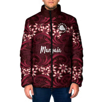 Personalised Cook Islands Mangaia Padded Jacket Tiare Maori Polynesian Waves Tattoo