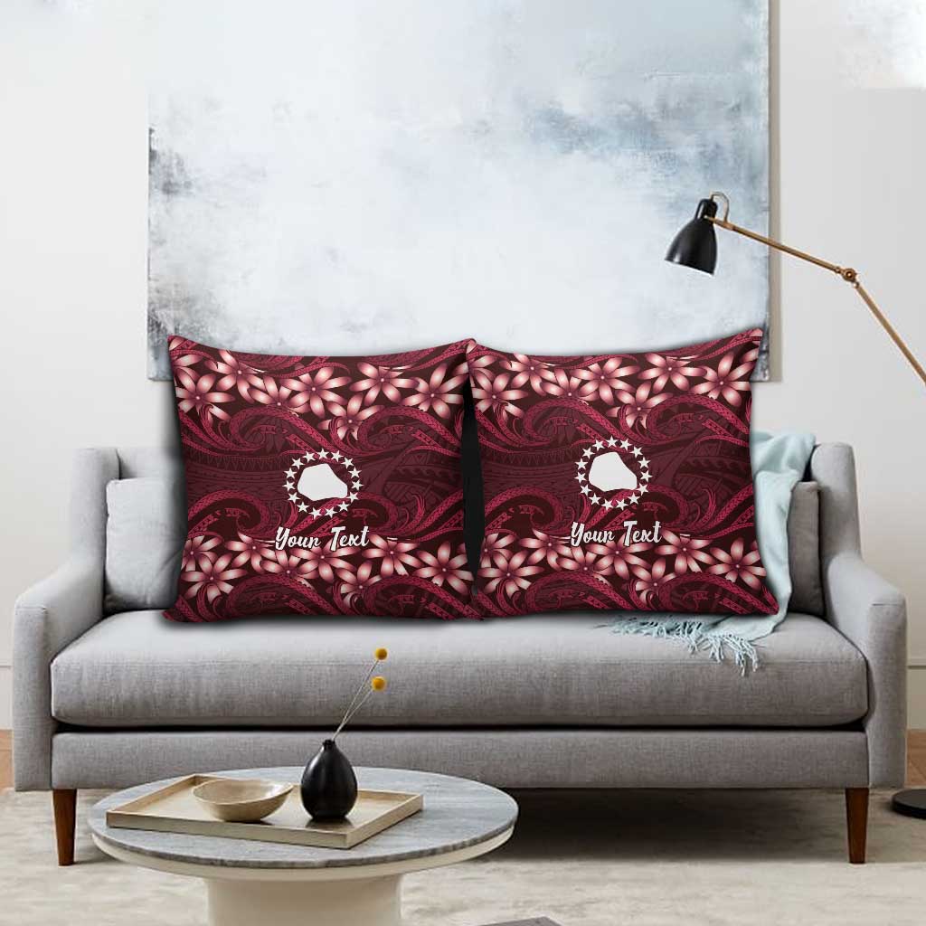 Personalised Cook Islands Mangaia Pillow Cover Tiare Maori Polynesian Waves Tattoo