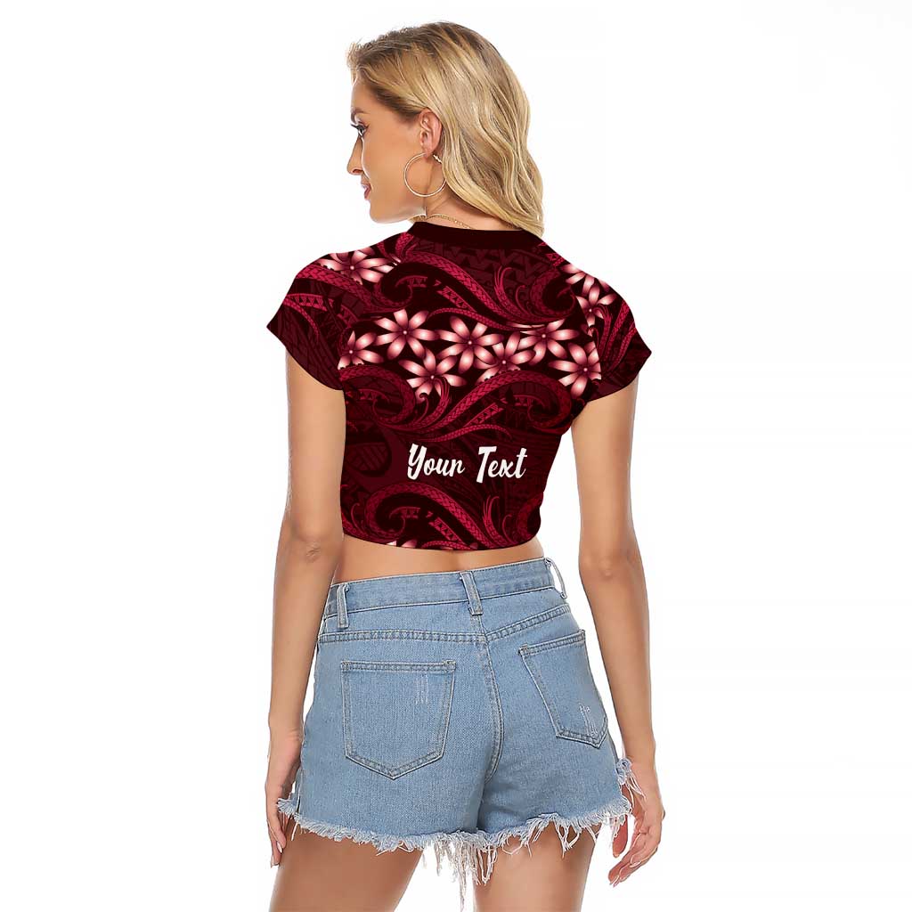 Personalised Cook Islands Mangaia Raglan Cropped T Shirt Tiare Maori Polynesian Waves Tattoo
