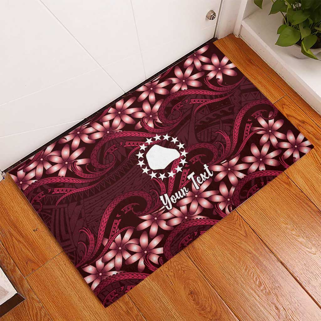 Personalised Cook Islands Mangaia Rubber Doormat Tiare Maori Polynesian Waves Tattoo