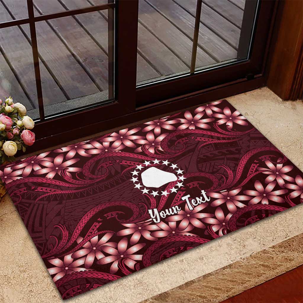 Personalised Cook Islands Mangaia Rubber Doormat Tiare Maori Polynesian Waves Tattoo