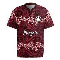 Personalised Cook Islands Mangaia Rugby Jersey Tiare Maori Polynesian Waves Tattoo