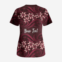 Personalised Cook Islands Mangaia Scrub Top Tiare Maori Polynesian Waves Tattoo