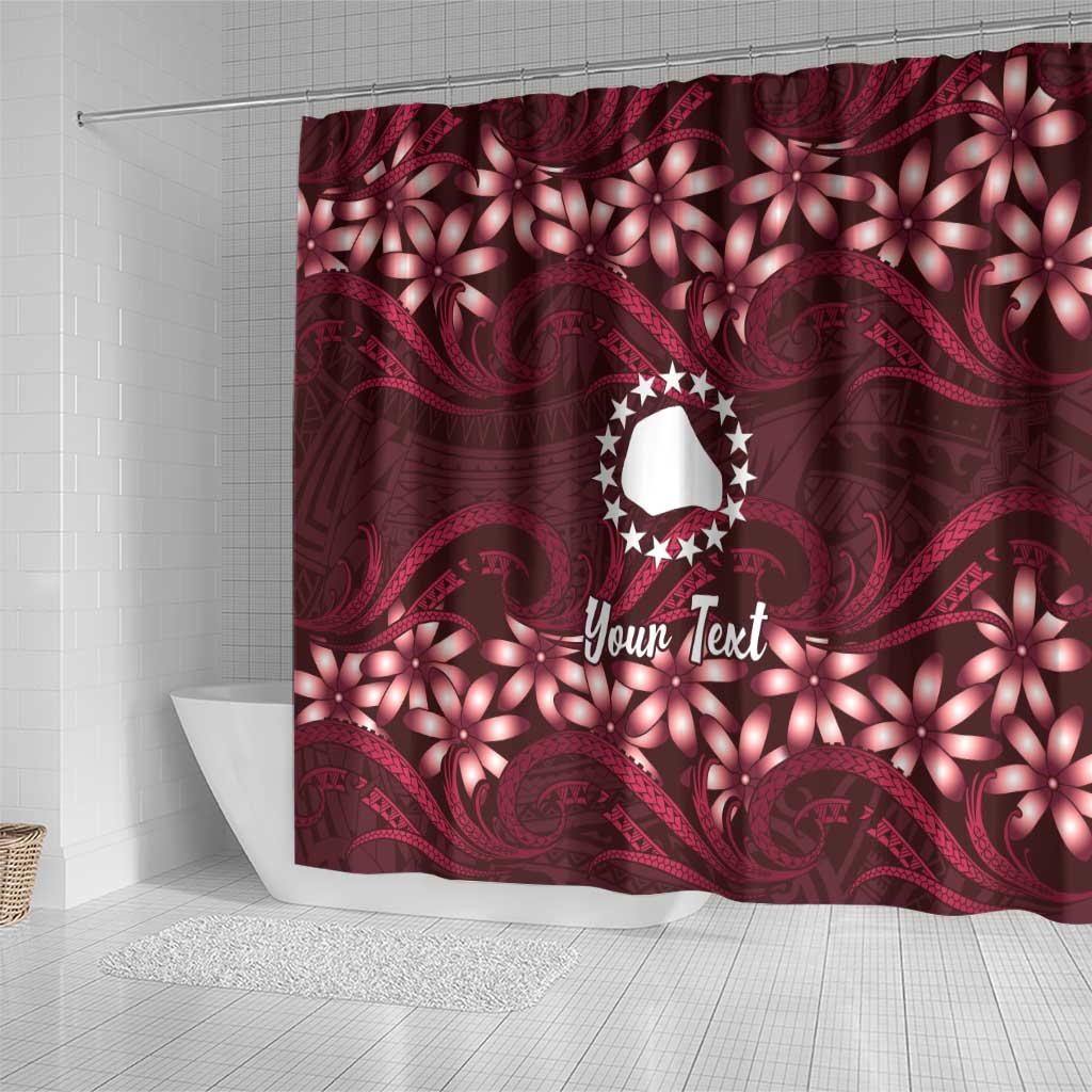Personalised Cook Islands Mangaia Shower Curtain Tiare Maori Polynesian Waves Tattoo