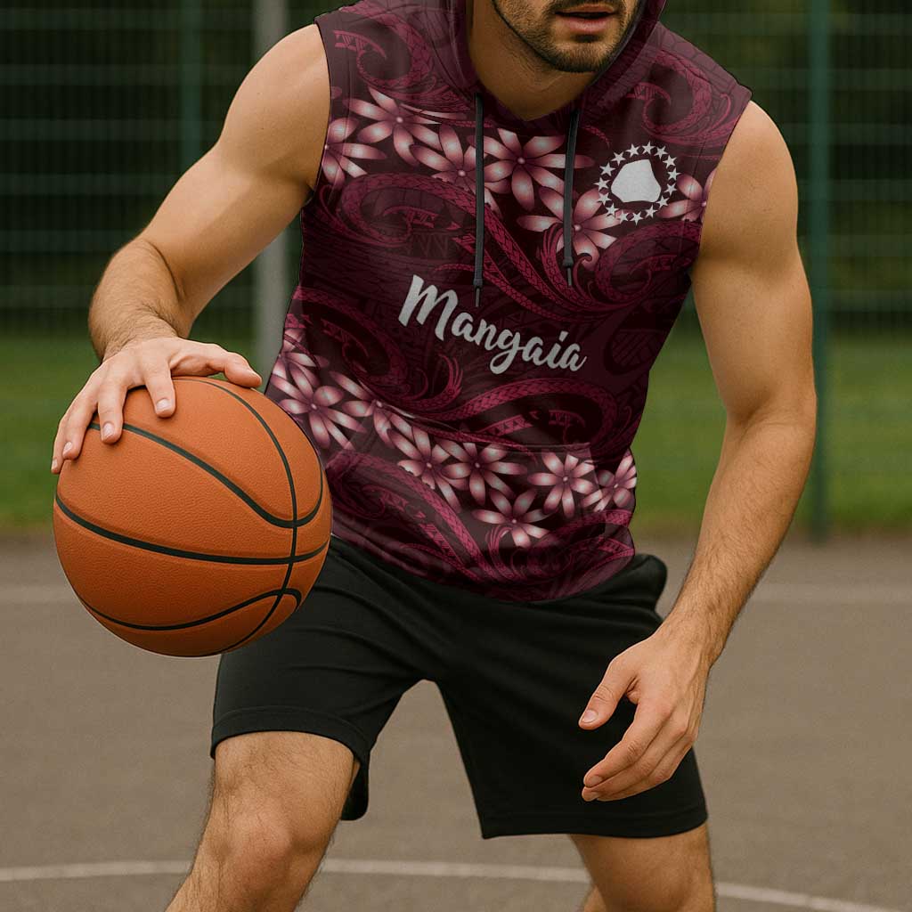 Personalised Cook Islands Mangaia Sleeveless Hoodie Tiare Maori Polynesian Waves Tattoo