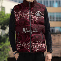 Personalised Cook Islands Mangaia Sleeveless Puffer Jacket Tiare Maori Polynesian Waves Tattoo