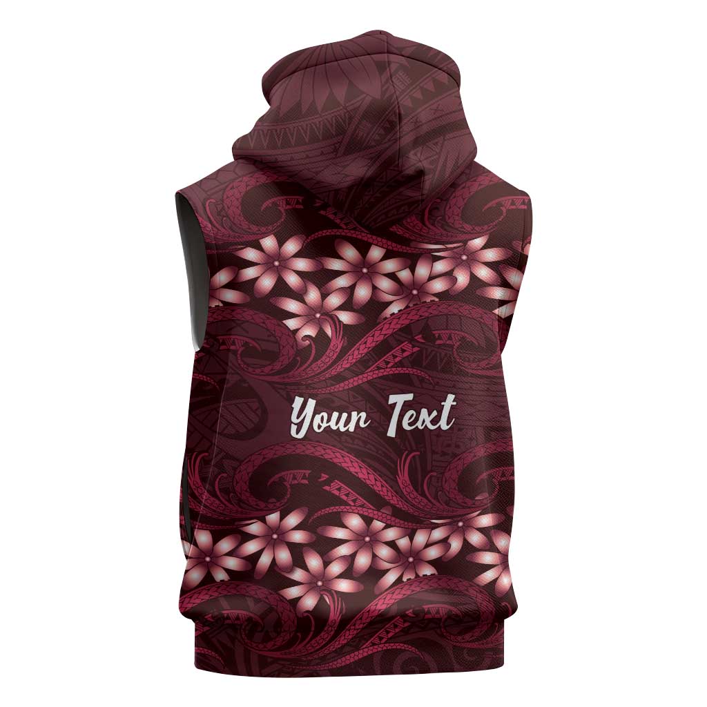 Personalised Cook Islands Mangaia Sleeveless Zip Hoodie Tiare Maori Polynesian Waves Tattoo