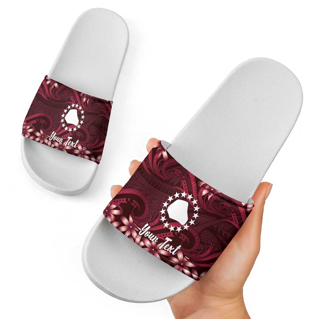Personalised Cook Islands Mangaia Slide Sandals Tiare Maori Polynesian Waves Tattoo