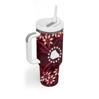 Personalised Cook Islands Mangaia Tumbler With Handle Tiare Maori Polynesian Waves Tattoo