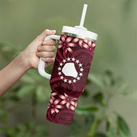 Personalised Cook Islands Mangaia Tumbler With Handle Tiare Maori Polynesian Waves Tattoo