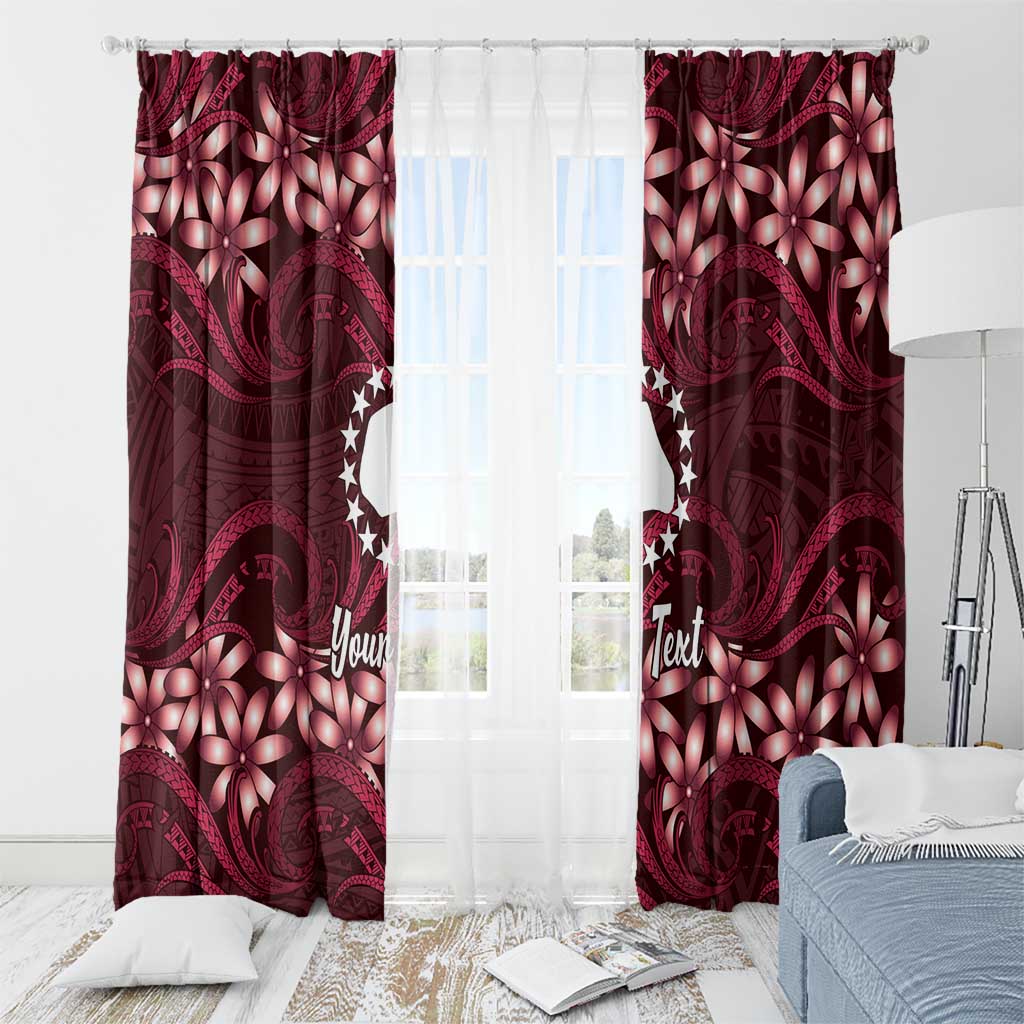 Personalised Cook Islands Mangaia Window Curtain Tiare Maori Polynesian Waves Tattoo