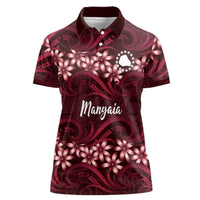 Personalised Cook Islands Mangaia Women Polo Shirt Tiare Maori Polynesian Waves Tattoo