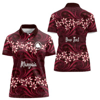 Personalised Cook Islands Mangaia Women Polo Shirt Tiare Maori Polynesian Waves Tattoo