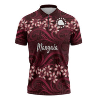 Personalised Cook Islands Mangaia Zipper Polo Shirt Tiare Maori Polynesian Waves Tattoo